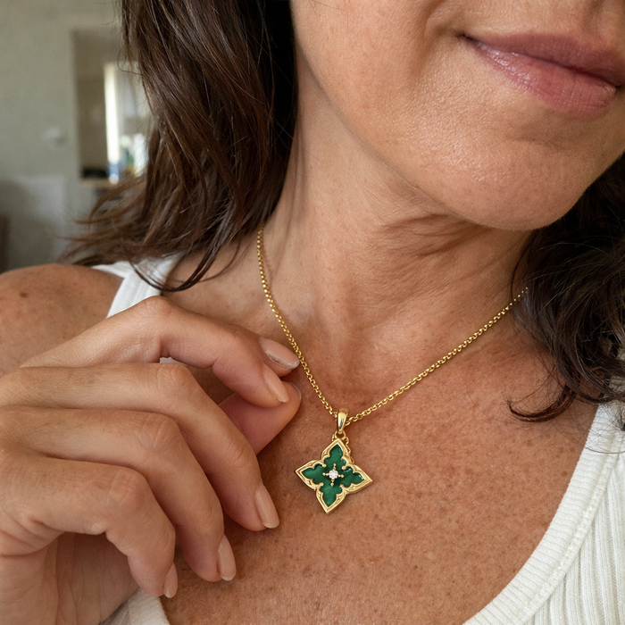 Emerald Clover Pendant Necklace