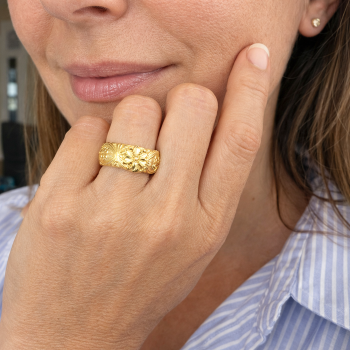 Gold Antique Flower Ring