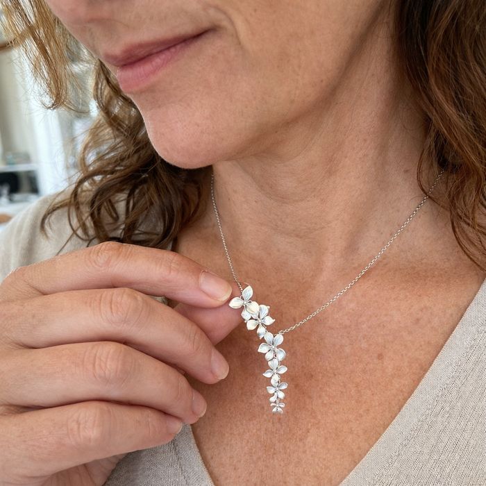 Silver Petal Pendant Necklace