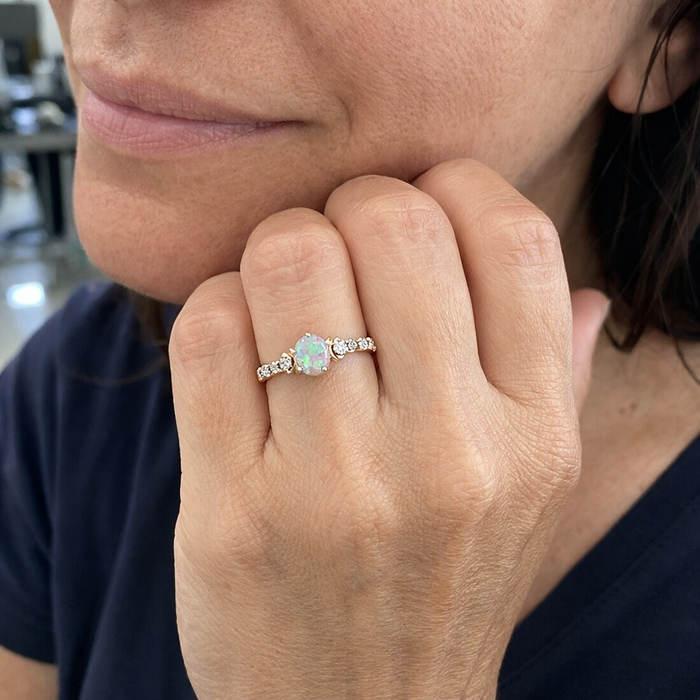 Moon Half-Moon Opal Ring