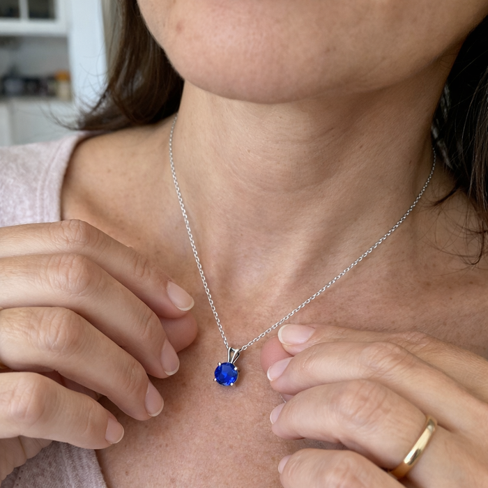 Round Cut Sapphire Necklace