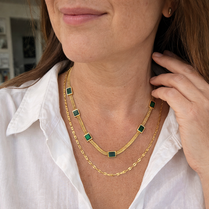 Sorella Retro Double Layer Gem Necklace