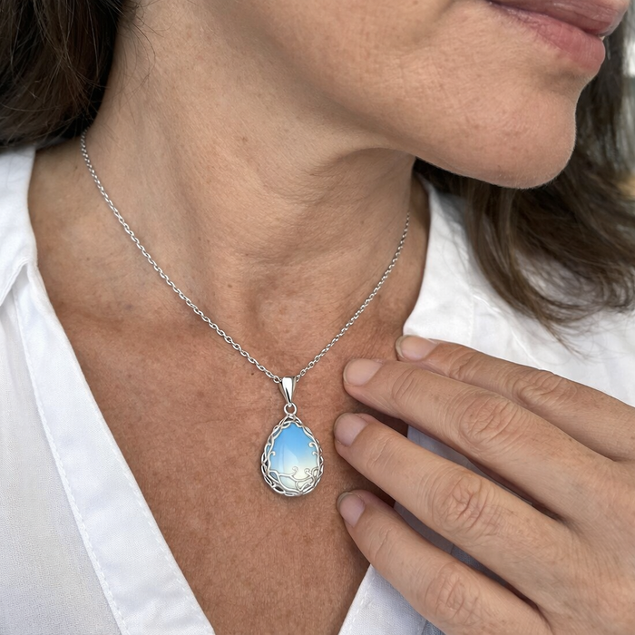 Glacier Light Moon Pendant Necklace