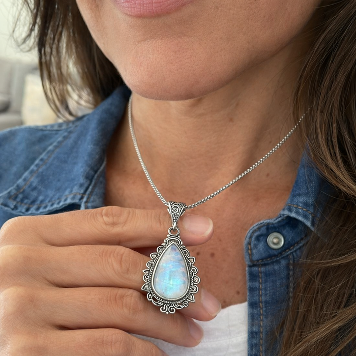 Antique Moonstone Pendant Necklace