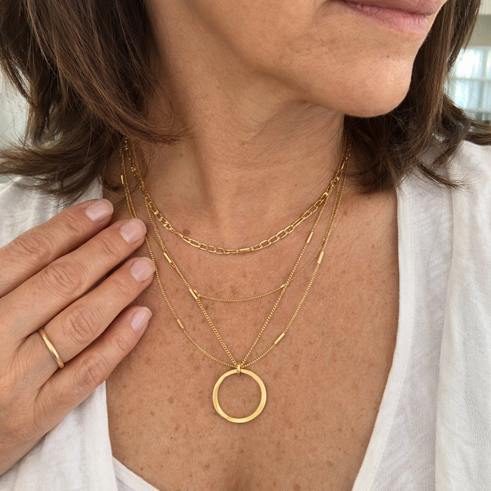 Three Strand Open Circle Necklace