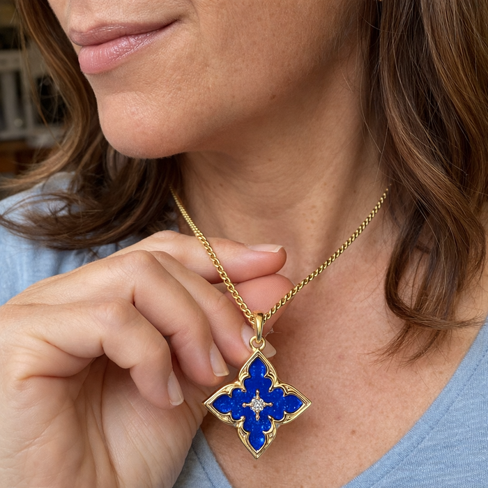 Blue Clover Pendant Necklace