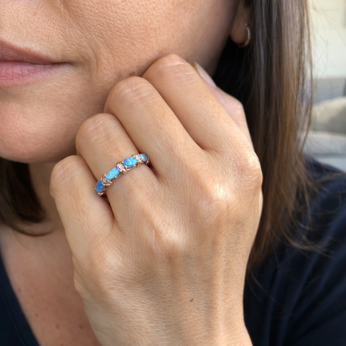 Elegant Blue Opal Ring