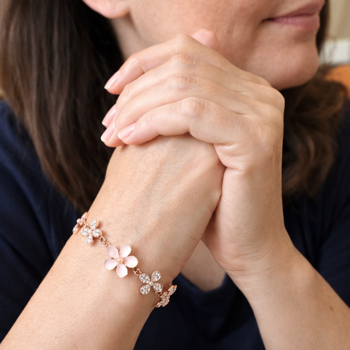 Antique Pink Flower Bracelet