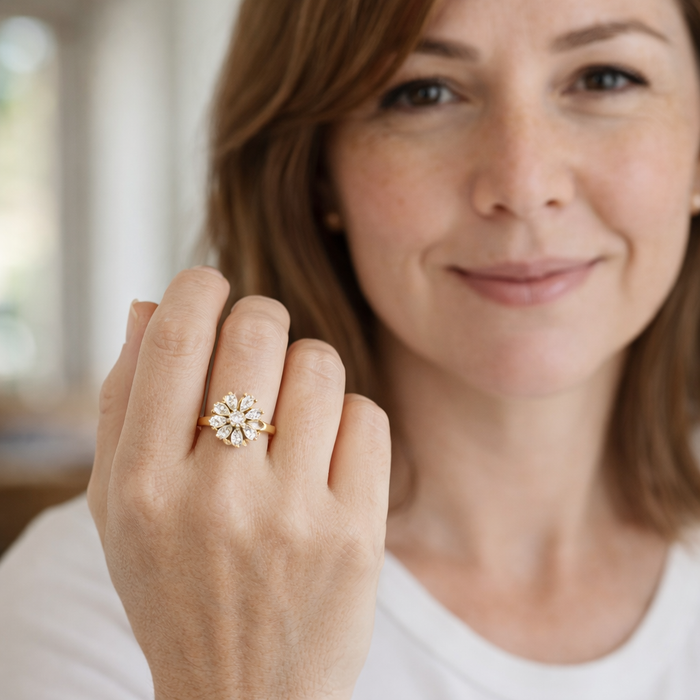 Floral Spinning Ring with Detail