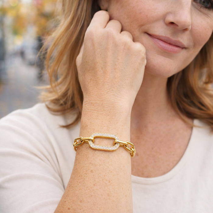 Thick Link Chain Jewellery Set with Pavé