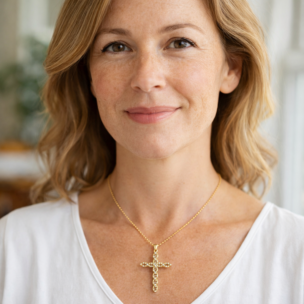 Twisted Crystal Cross Necklace