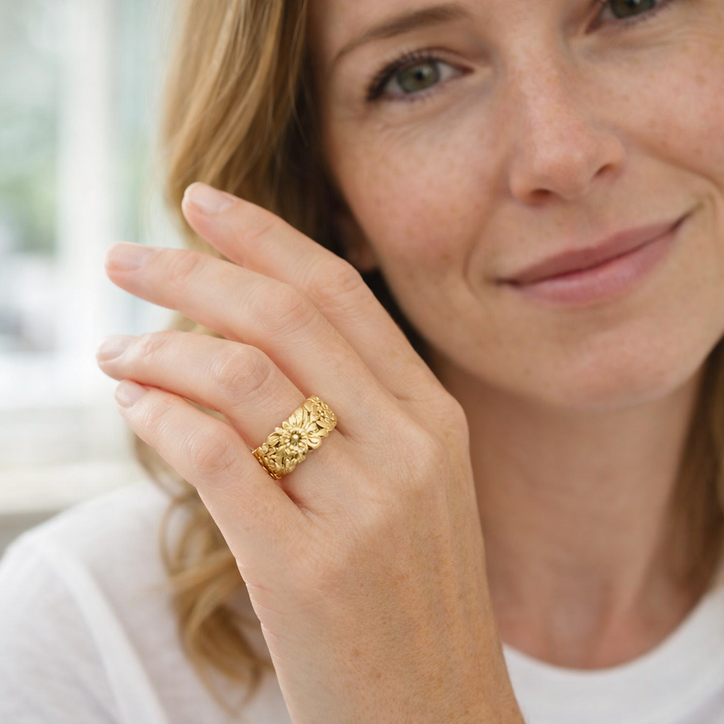 Gold Antique Flower Ring