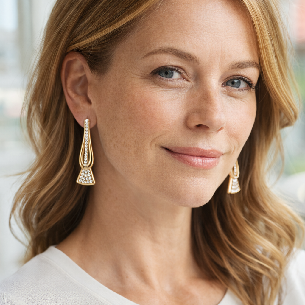 Shiny Layered Crystal Earrings