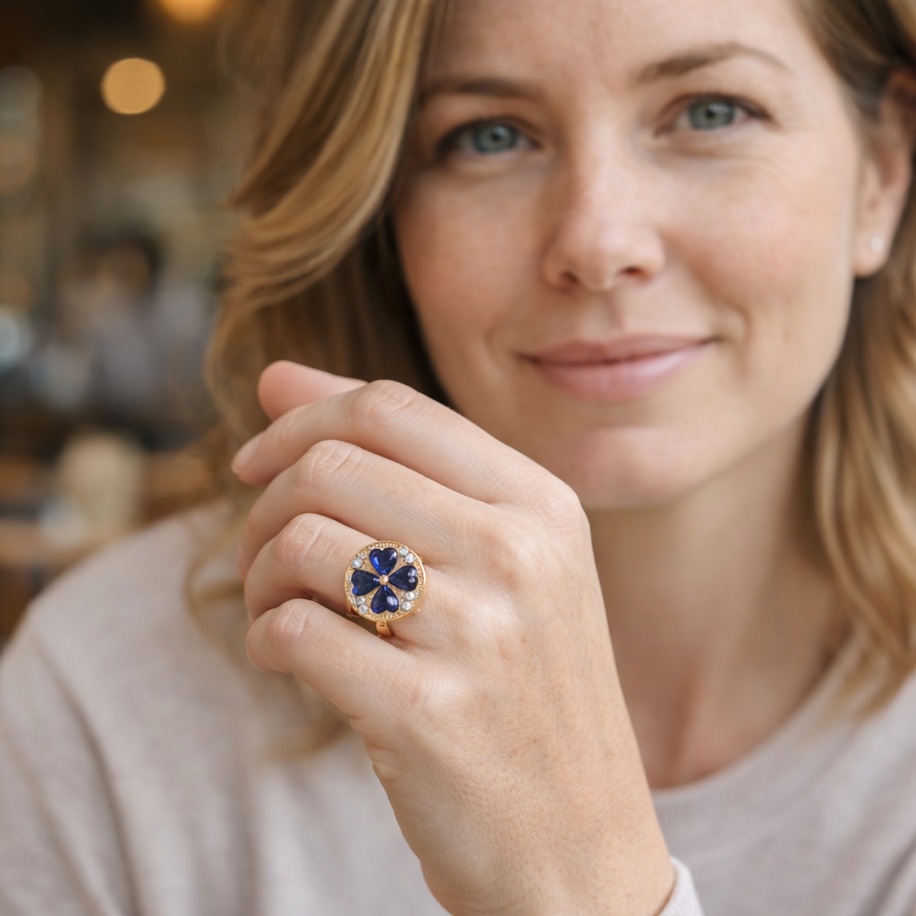 Spinning Ring Sapphire Hearts