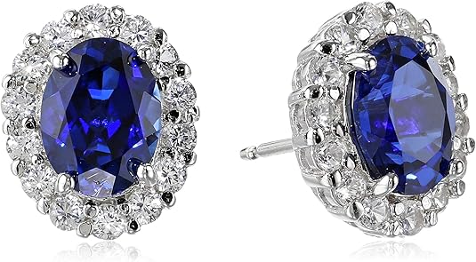 White Oval Stud Sapphire Earrings