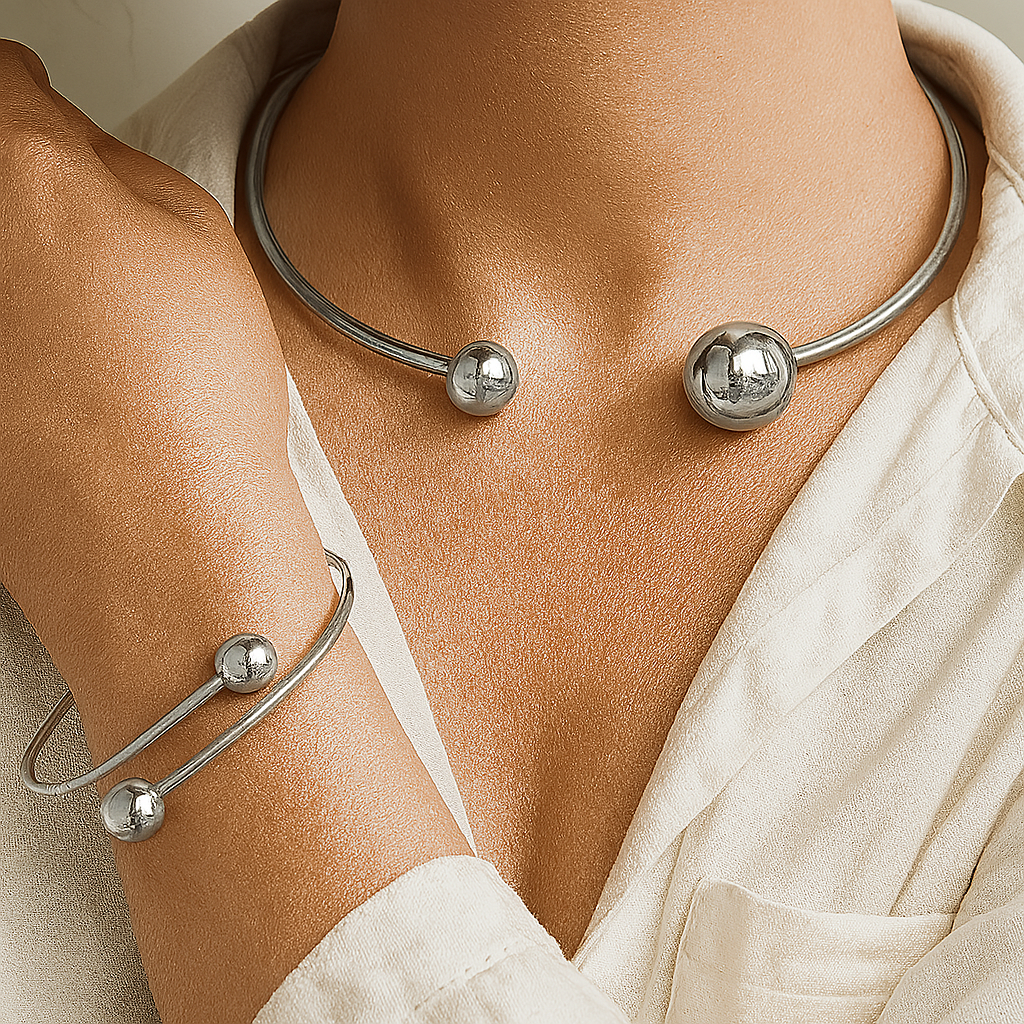 Minimalist Choker and Bracelet Set Shine