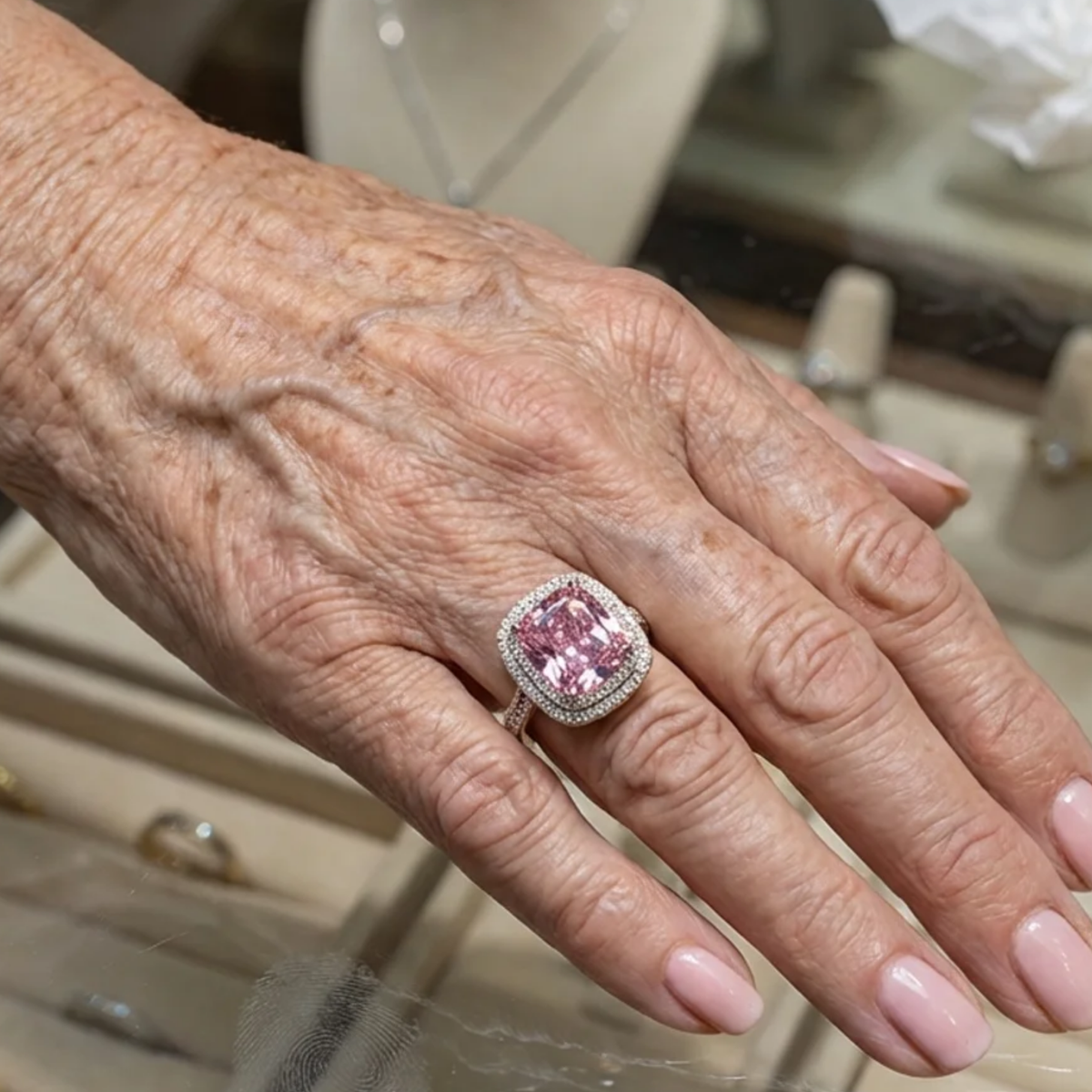 Pink Sapphire Cushion Cut Ring