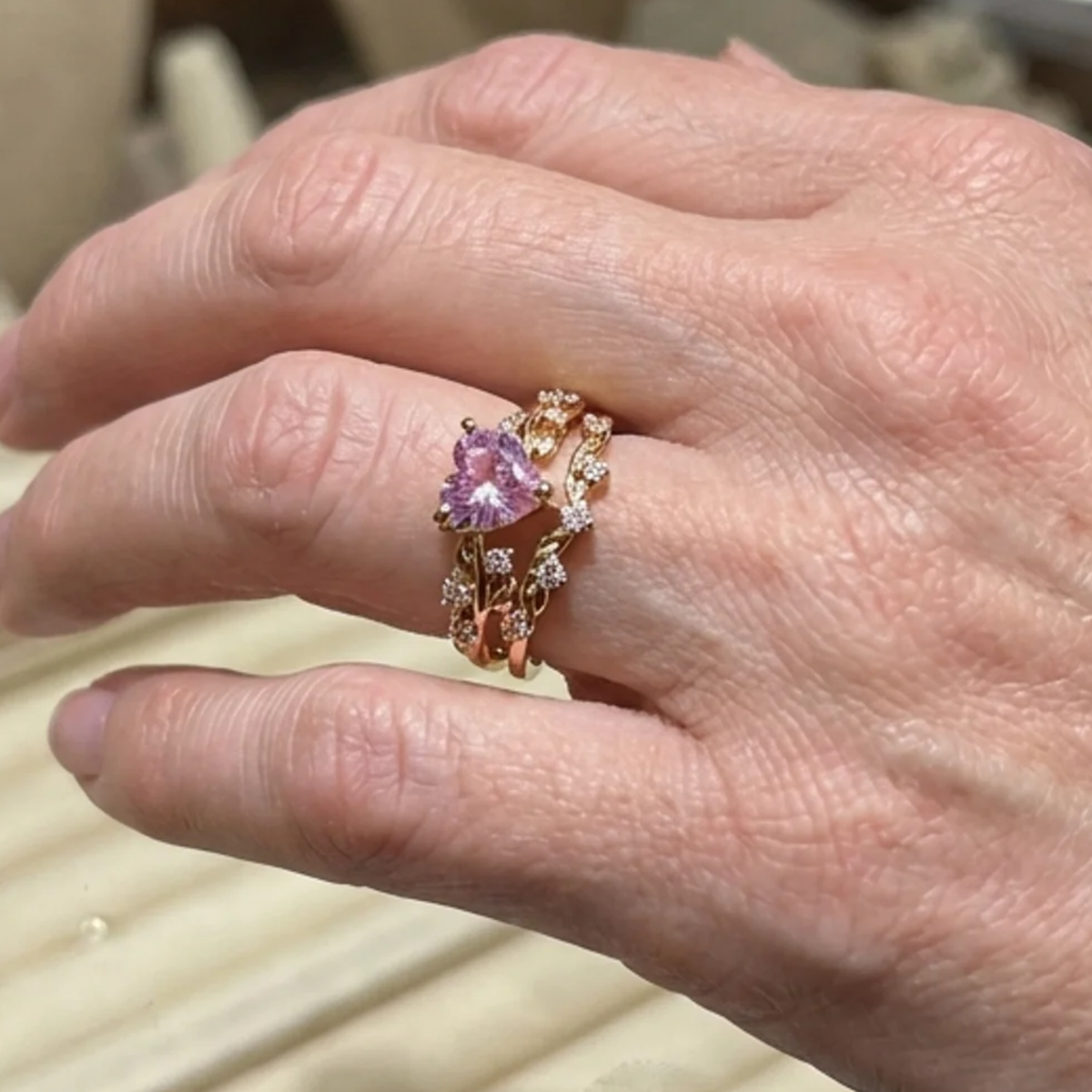 Heart Petals Garden Ring Set