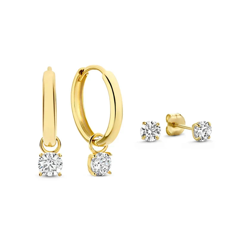 Moon Tears Earrings Set with Stone