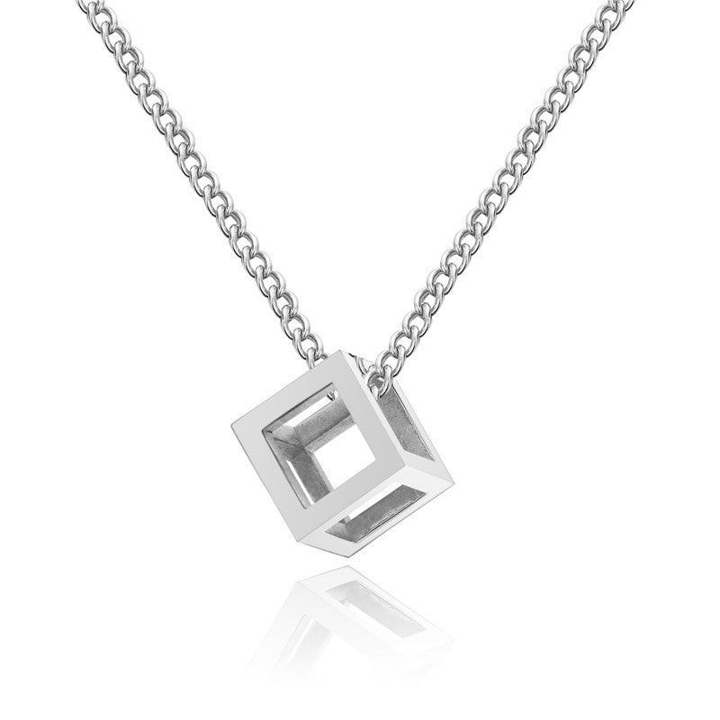 Hollow Cube Pendant Necklace