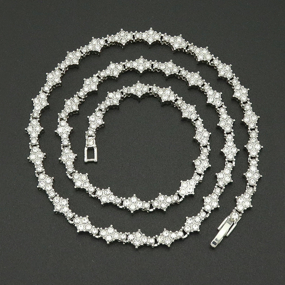 Classic Tennis Cluster Necklace