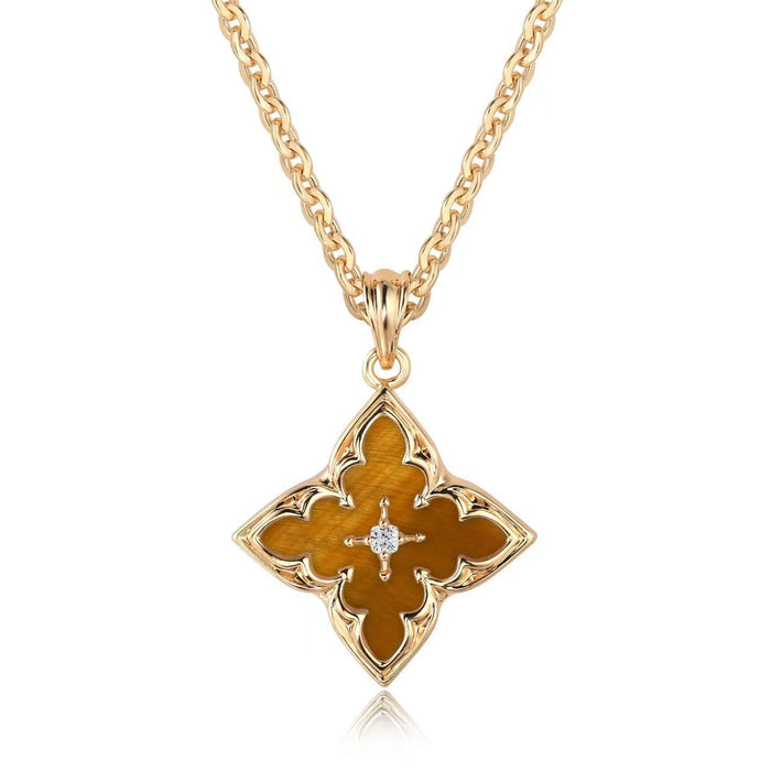Blue Clover Pendant Necklace