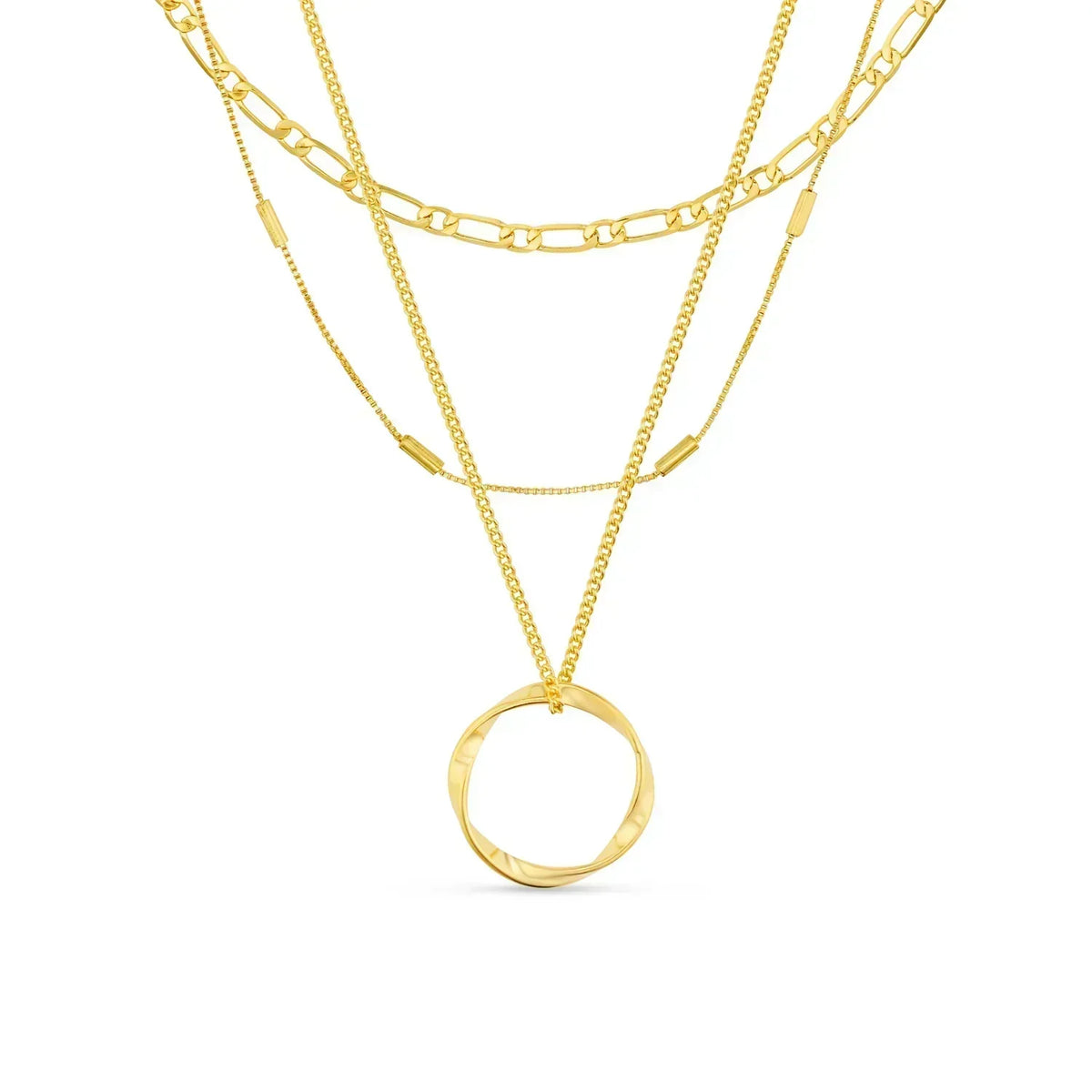 Three Strand Open Circle Necklace