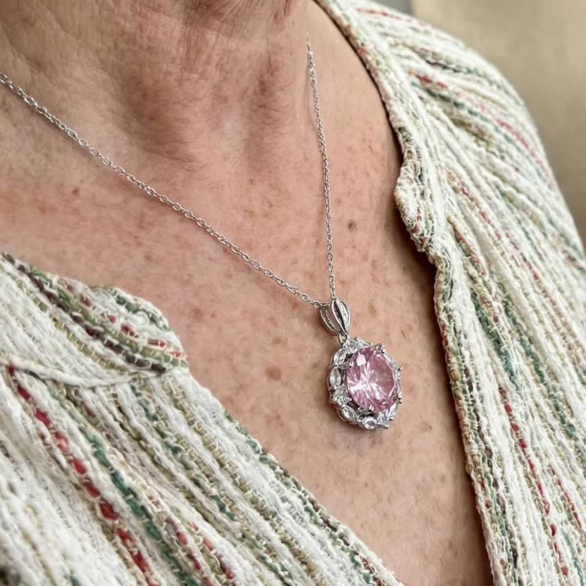 Halo Pink Lotus Necklace