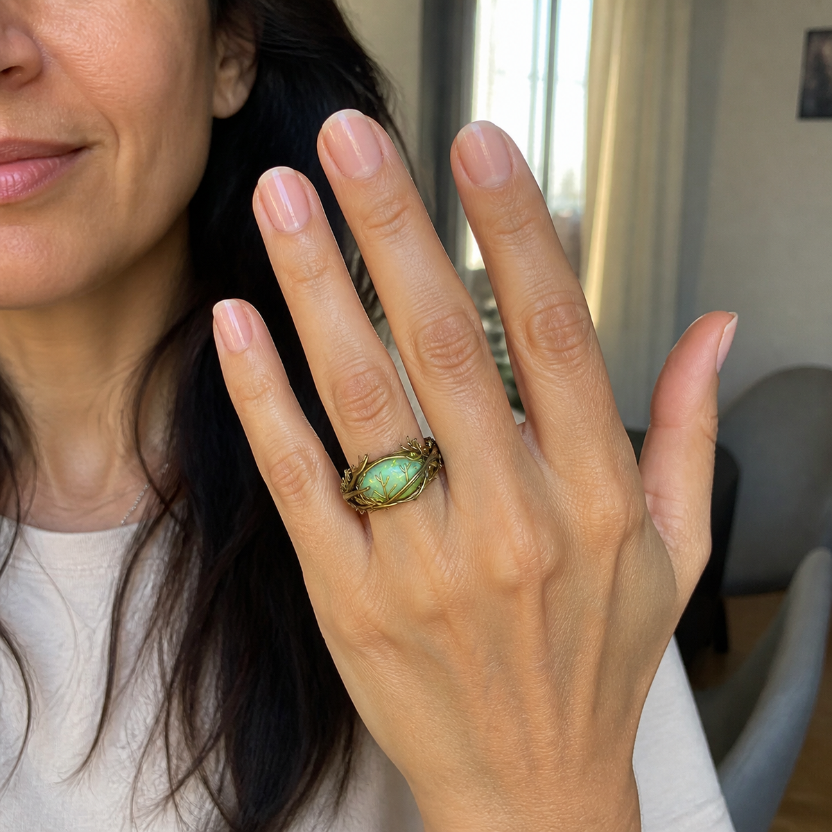 Vibrant Green Bloom Ring
