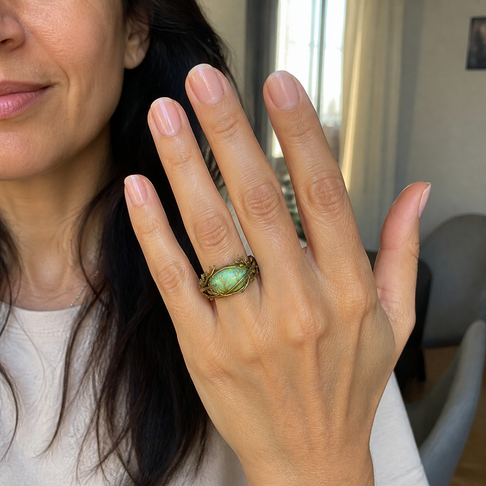 Vibrant Green Bloom Ring