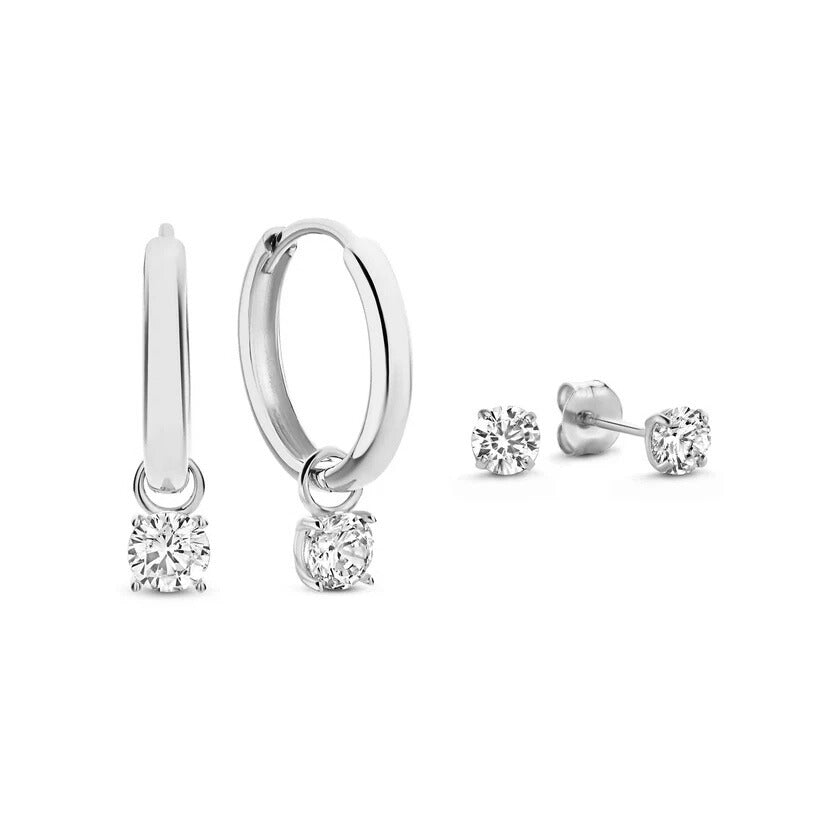 Moon Tears Earrings Set with Stone