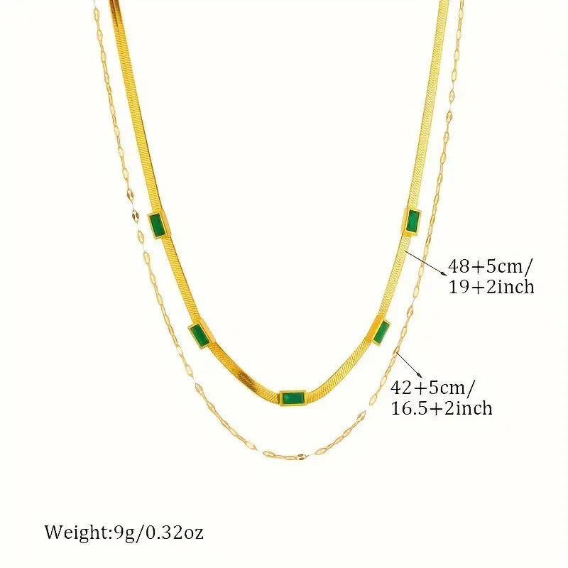 Sorella Retro Double Layer Gem Necklace